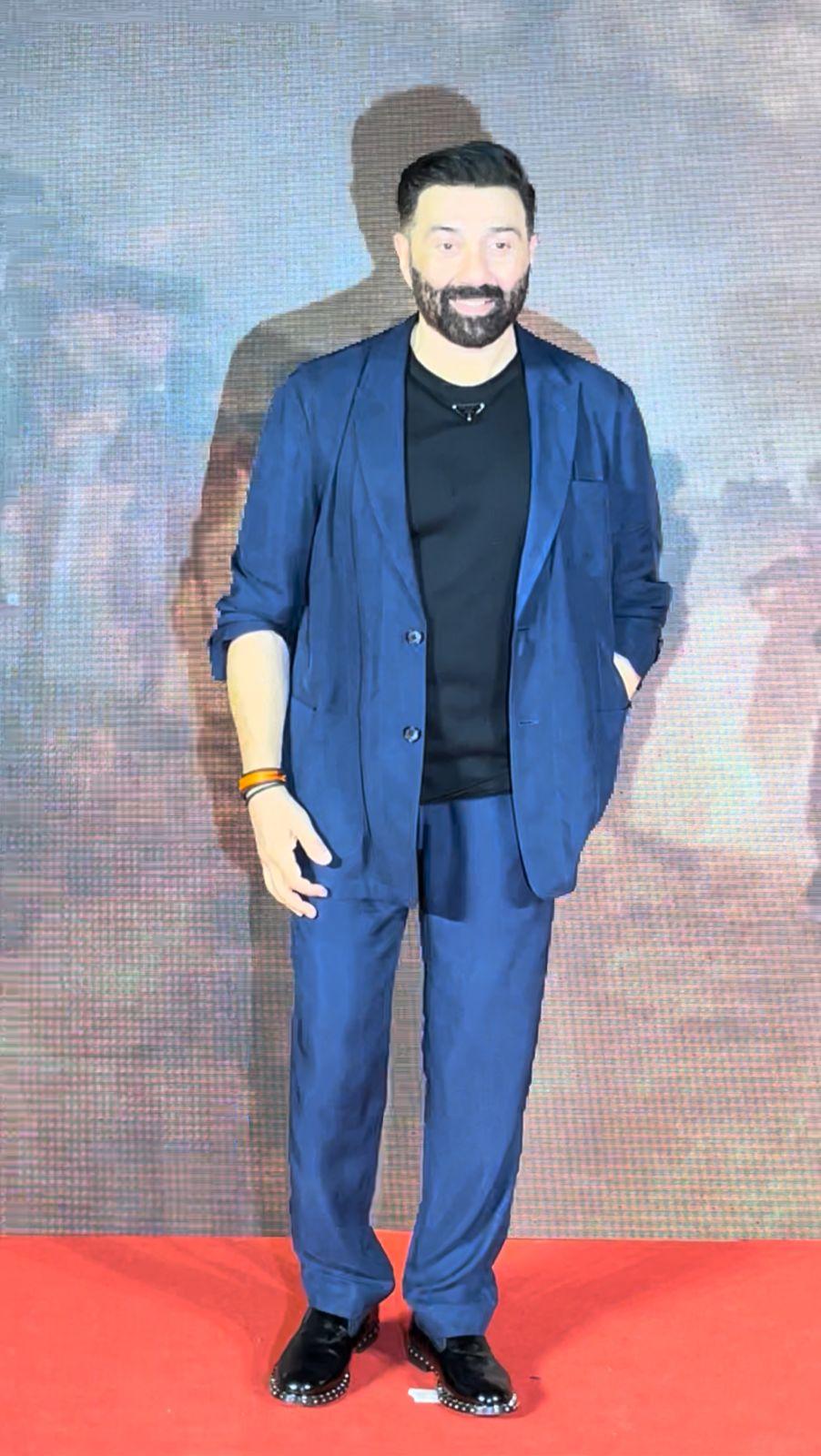 The man of the hour Sunny Deol looked dapper in a blue suit.